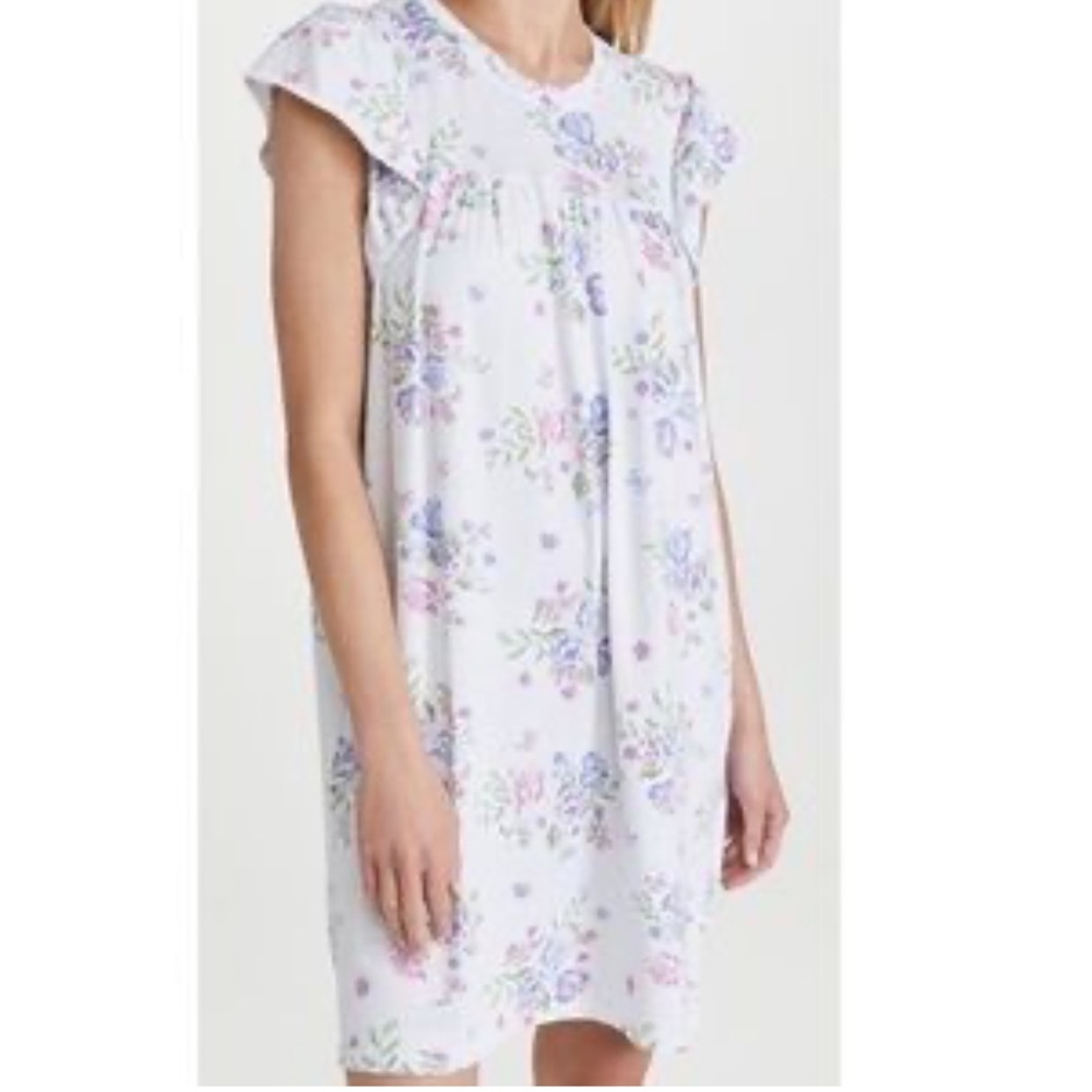 NWT Nordstrom‎ You Say White Floral Women's Nightdress Buttery Soft Ruffles